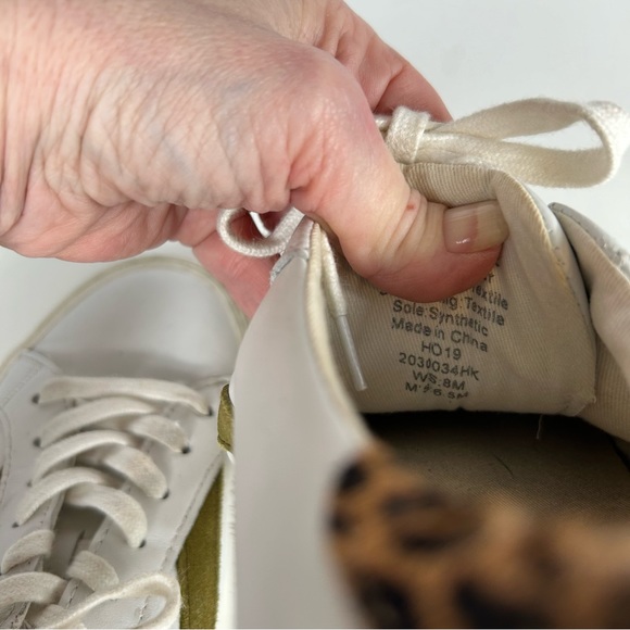 Madewell AE242 White Leather Calf Hair Sidewalk Low-Top Sneakers Size 8 - Picture 8 of 10